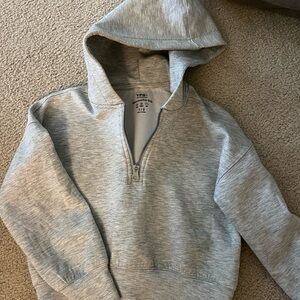 Girls Abercrombie Kids Light Gray Zip-Up Hoodie